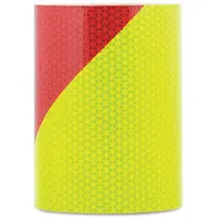 Reflective Tape: Construction/Emergency Vehicles/Utility, Fluorescent Lime/Red, 6 in Wd, 50 yd Lg (MPN V98-776267-060150)