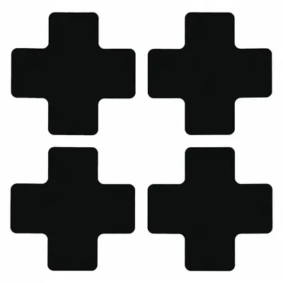 BRADY Floor Marking Tape: Cross, Solid, Black, No Legend, 2 in x 5 in, 8 mil Tape Thick - Cross-Shaped Floor Marking Tape