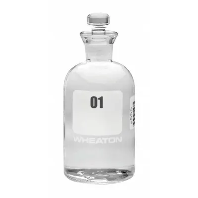 WHEATON Bottle: 300 mL, Robotic Stopper, 165 mm, Colorless, # Sequence: 01-24 - Glass Lab BOD Bottles