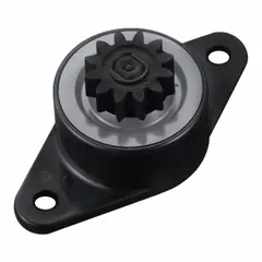 Geared rotary damper with two-sided rotation, providing 1500 gf-cm torque. Body made of polyacetal. Used to control rotational motion in lids, doors, panels, and other applications requiring smooth deceleration.