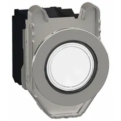 This SCHNEIDER XB4 series illuminated push button features a metallic flush profile with a 30 mm mounting diameter. It is a momentary-action device with 1 normally open and 1 normally closed contact. The illuminated actuator provides clear visual status indication, suitable for industrial control panels and machinery applications.