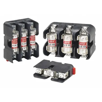 LITTELFUSE Fuse Block: Open Block Design, 3 Pole, 600 V AC, Box Lug - Fuse Blocks for UL Class T Fuses