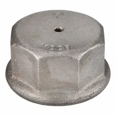 This cast iron drive cap is designed for use in well-point systems to protect the top of a well point during driving. It has a 2-inch outside diameter and is constructed to withstand the impact of a hammer or drive head during installation.