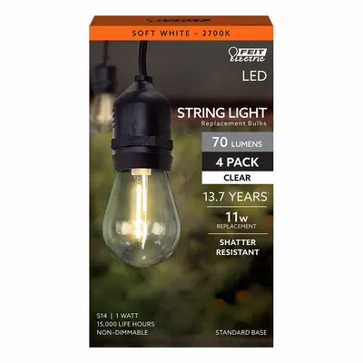 FEIT ELECTRIC Compact LED Bulb: Medium Screw (E26), LED, (S) Sign, S14, 1 W Watt, 2700K - Medium Screw Base (E26) Lamps
