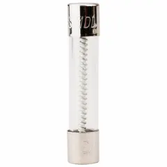 Time-delay cylindrical fuse rated 6.25 A and 250 V AC. Measures 1/4 in x 1 1/4 in. Provides overcurrent protection in circuits with moderate inrush currents, such as motors, transformers, and control panels.