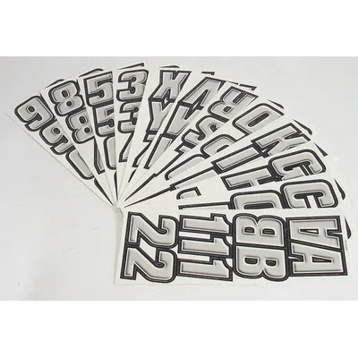 HARDLINE PRODUCTS Letter and Number Label Set: Gen Identification, 2 in Character Ht, Proprietary - Boat Registration Letters & Numbers