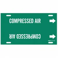 Pipe Marker: Compressed Air, Green, White, Fits 6 to 7 7/8 in Pipe O.D., 1 Pipe Markers, With Arrows (MPN 4033-F)