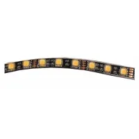 This flat, flexible LED strip light operates at 12.8V DC and provides amber illumination. It features an IP68 rating for protection against water and dust ingress, with blunt cut leads for electrical connection. Designed for surface mounting, it is suitable for accent or task lighting in damp or dusty locations
