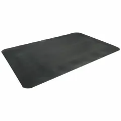 This wear-resistant antifatigue mat measures 3 ft x 5 ft with a 1/2 in thickness. Constructed of vinyl over PVC foam, it features a beveled edge and anti-slip backing. Suitable for use in industrial workstations, assembly lines, and machine shops to reduce standing fatigue and provide slip resistance.