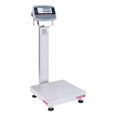 OHAUS Industrial Bench Scale: 18 in x 18 in, IP68/IP69K, Column-Mounted - Bench Scales with Column-Mounted Indicator