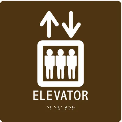 ADA Square Elevator Sign, Modified Acrylic, Adhesive Mounting, 8 in x 8 in - Square Elevator Signs