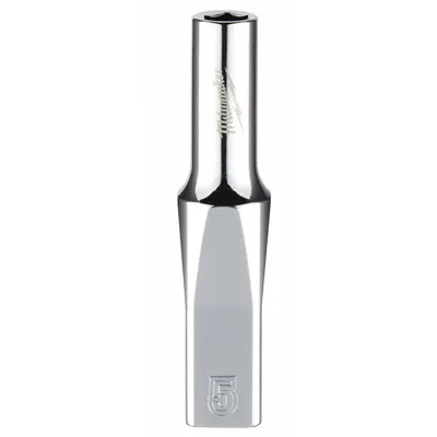MILWAUKEE Deep Well Socket: Metric, 1/4 in Drive Size, 5 mm Socket Size, 6-Point - Anti-Roll Hand Sockets