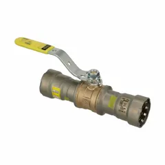 Bronze straight ball valve with locking lever handle. Rated for maximum pressure of 125 psi (CWP). Used for on-off flow control in plumbing and industrial piping systems.
