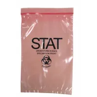 Dual Pouch Specimen Bag: LDPE, Biohazard, 2.99 mil Thick, Red, 9 in Overall Ht, HCS7006, 1,000 PK