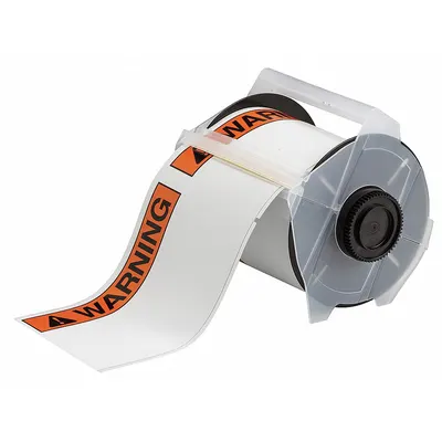 BRADY Pre-Cut Label Stock Roll: Warning, WARNING Header, 4 in x 6 in, 6 1/4 in x 4 in - Brady Warning Precut Label Rolls