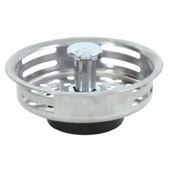 APPROVED VENDOR 30051 Sink Drain Strainer, 3 3/8 in Overall Dia, Stainless Steel, Silver