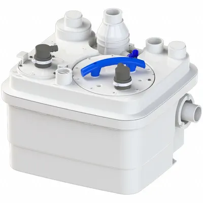 SANIFLO Simplex Grinder System: Plastic, 1 hp, 240V AC, 45 gpm @ 10' of Head, 36 ft Max. Head - Simplex Sewage Grinder Pump Packages