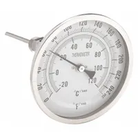 APPROVED VENDOR Dial Thermometer: 0°F to 250°F /-20°C to 120°C, 4 in Stem Lg, 5 in Dial Dia (MPN 1NGB7)