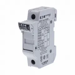 The BUSSMANN CHCC1DU is a 1-pole UL Class CC fuse block rated for 600 V AC. It features DIN rail mounting and box lug termination, designed for use in industrial control panels and branch circuit protection applications.
