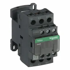 This SCHNEIDER non-reversing IEC contactor is rated for 25 A and features a 240V AC coil. It has 3 poles and 3 normally open (NO) contacts, without integrated surge suppression. Suitable for switching motors, lighting, and HVAC loads in industrial control panels.