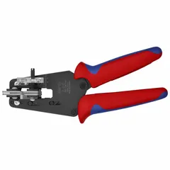 This wire stripper is made of steel with a standard cushion grip and an overall length of 7 1/2 inches. It strips stranded wire from 32 AWG to 14 AWG. Typical applications include electrical panel wiring, control cabinet assembly, and instrumentation work where clean, nick-free stripping is required.
