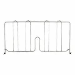 Steel divider for wire shelving with chrome finish. Ledge size 18 in. Used to separate and organize items on shelving units in storage areas.