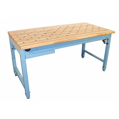 PRO-LINE Workbench: Adj Ht, Butcher Block, 60 in x 30 in, 800 lb Overall Load Capacity - Ball Transfer Workbenches