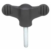KIPP Hand Knob: Wing, Plastic w/ SS Thread, 1/4"-20 Thread, 20 mm Thread Lg, 50 mm Dia (MPN K0274.01A2X20)