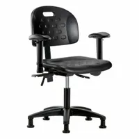 Ergonomic Chair: Polyurethane, Arms Included, Ht Range 17 1/4 in to 22 1/2 in, 18 in Seat Wd, Adj (MPN BR-HPDHCH-RG-T1-A1-RG-BLK)