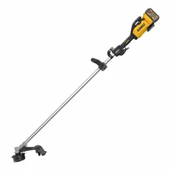Battery-powered string trimmer with a 16-1/2 in cutting width and straight shaft. Powered by a 12.0 AH battery for extended runtime. Designed for cutting grass and weeds in residential and commercial landscaping, including trimming along edges, fences, and around obstacles.
