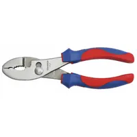 Slip Joint Plier: 3 in Max Jaw Opening, 6 1/2 in Overall Lg, 1 1/4 in Jaw Lg, Deluxe Cushion Grip