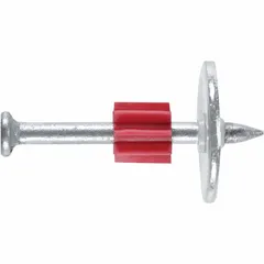 Pack of 100 pins for powder-actuated tools, each 1 1/2 in overall length with 0.3 in head diameter and 9/64 in shank diameter. Used for fastening materials to concrete, steel, or masonry in construction and industrial applications.