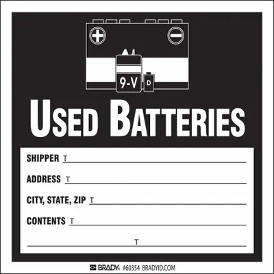 BRADY Handling Label: Shipper, Address, 6 in x 6 in, 6 in Label Wd, 6 in Label Ht - Waste
