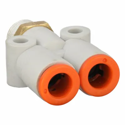 SMC KQ2U13-03AS Push-Fit Wye Fitting, 1/2 in Pipe Size, White - Polybutylene & Brass Tube Fittings