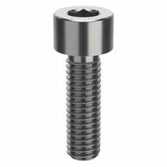 Inch-system standard socket head cap screw with 3/8"-16 thread, 1 1/4" length, right-hand thread, and 3/8" drive size. Made from plain 18-8 stainless steel for corrosion resistance. Used in machinery, equipment, and assemblies requiring a flush-mount, high-strength fastener.