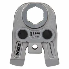 Press jaw for compact press tools, sized for 1-1/4 in pipe. Compatible with copper and steel materials. Used to create leak-proof connections in plumbing, HVAC, and industrial piping systems.