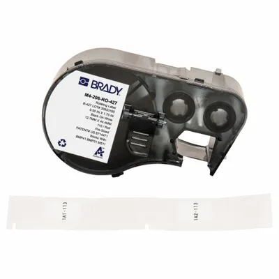 BRADY Wraparound Label: 1 3/4 in x 1/2 in, Vinyl, White (Matte) - Brady Precut Label Roll Cartridges