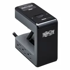 Tabletop surge protector with 6 outlets, 8 ft cord, 1080 J surge energy rating, and 2.4 A current. Features a clamp mounting style and 5-15P plug. Suitable for protecting electronic devices in office or home environments.