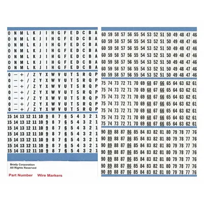 BRADY Preprinted Wire Marking Label Sheets