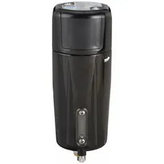 Sterile compressed air filter with 1/2 in NPT connection, 0.01 micron filtration rating, and 36 cfm flow capacity. Aluminum construction supports maximum operating pressure of 250 psi. Used for removing oil aerosols and particulates in compressed air systems requiring sterile air.