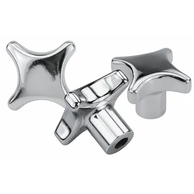 KIPP Hand Knob: 4 Point, Stainless Steel, 40 mm Dia, 8 mm Hole Dia - Corrosion-Resistant 4-Arm Knobs with Unthreaded Hole