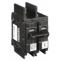 This 2-pole miniature circuit breaker is rated 20 A at 120/240V AC and features a high interrupting capacity. Designed for bolt-on installation, it provides overcurrent protection in electrical distribution systems for commercial and industrial applications.