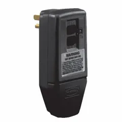 This plug-in GFCI plug provides ground-fault protection for connected equipment. It features a 5-15P NEMA plug and a Non-NEMA receptacle, rated for 15 A at 120V AC. The manual reset operation allows for controlled restoration after a fault. Typical applications include power tools, pumps, and temporary power distribution.