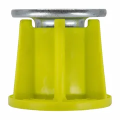 Carbon steel wet-set anchor for embedding into wet concrete to create a threaded 1/2"-13 connection point. Used for securing steel decking or structural attachments in concrete construction. Yellow finish. 50 anchors per pack.