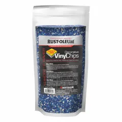 RUST-OLEUM Floor Chips in Blue/White are vinyl floor coating additives for interior use. Supplied in a 1 lb container, they provide a coverage area of 0.002 lb/sq ft. Applied over wet paint or epoxy, they create a decorative, slip-resistant finish.