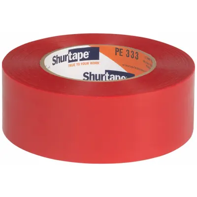 SHURTAPE PE 333 Moisture-Resistant Film Tape, 1 7/8 in x 60 yd, 7 mil, Red