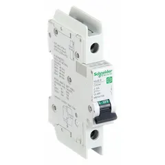 1-pole Z-curve miniature circuit breaker for overcurrent protection. Rated 6A, 14kA at 120/240V AC, 240/277/480V AC, and 60V DC. Screw clamp terminals. UL489 listed for DIN rail mounting. Suitable for sensitive electronic loads and DC circuits.