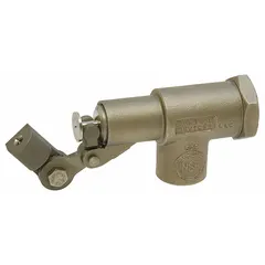 General service float valve body for water level control in tanks and reservoirs. Angle body style for horizontal piping with 3/8 in FNPT inlet and outlet connections. Adjustable arm with 1/4 in-20 rod thread. Flow rate 37.5 gpm at 35 psi. Float and rod not included.