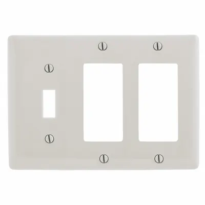 HUBBELL Wall Plate: Combo, 3 Gang, Almond - Combination Wall Plates