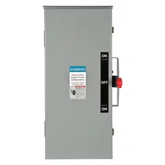 Non-fusible safety switch rated for 100 A, three-phase, 240V AC. Housed in a galvanized steel enclosure suitable for indoor or outdoor use. Provides a means to safely disconnect electrical power for maintenance or emergency shutdown in industrial and commercial applications.